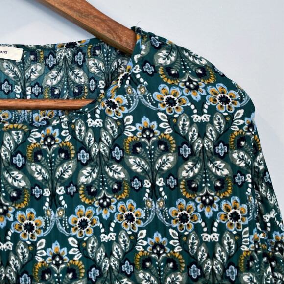 Max Studio Floral Long Sleeve Blouse Green Size Small EUC - Picture 5 of 13
